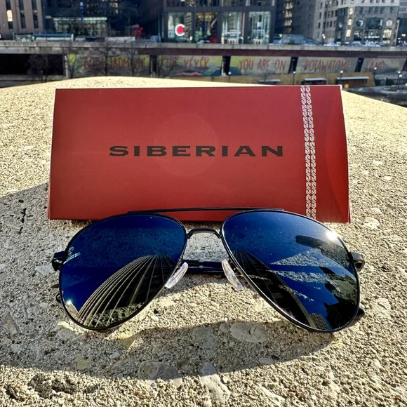 SIBERIAN Real Glass Lenses BLACK Classic Aviator Sunglasses Men/Women Size 60mm SIBERIAN 100% Real Glass Aviator 60mm USA Premium Pilot  main image 2